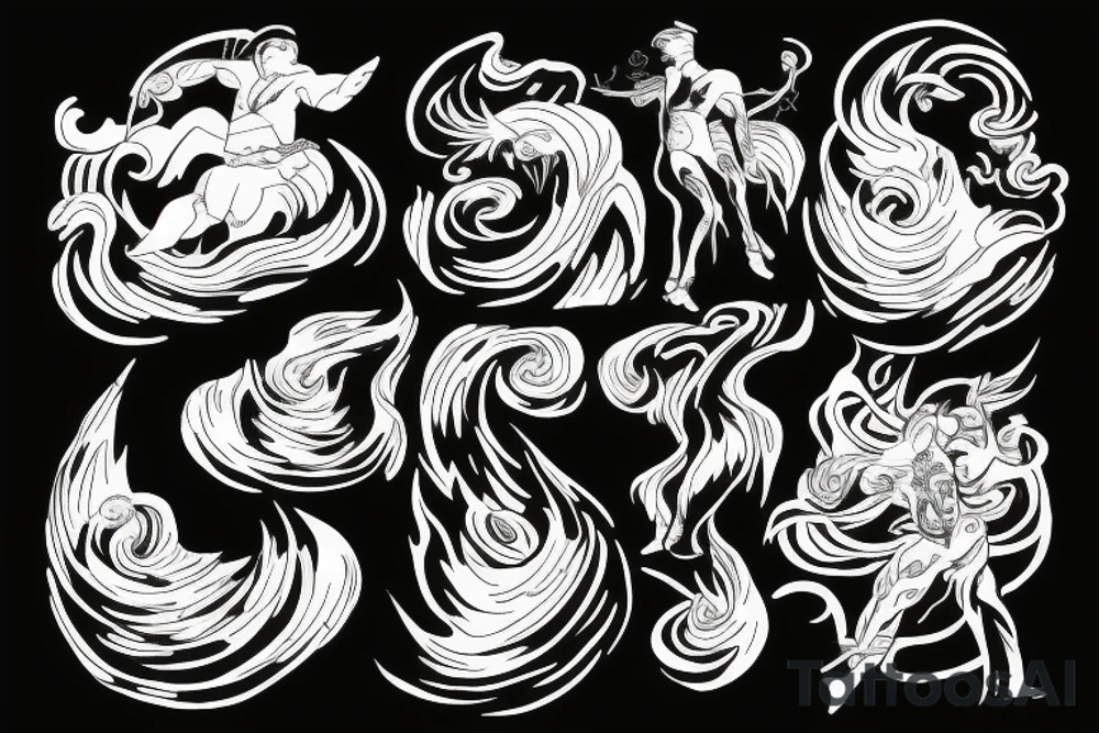 man with lightning in hand on the top of the mountain tattoo idea