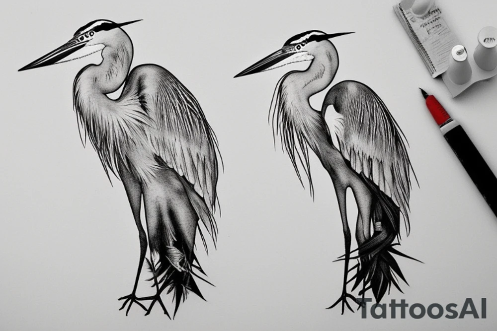 Great Blue Heron outline tattoo idea