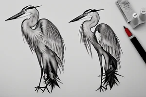 Great Blue Heron outline tattoo idea
