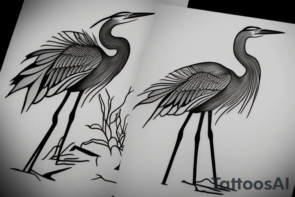Great Blue Heron outline tattoo idea
