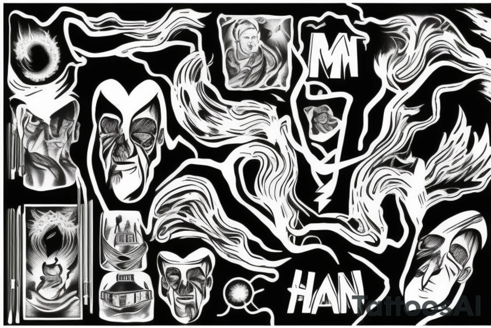 man with lightning in hand on the top of the mountain tattoo idea