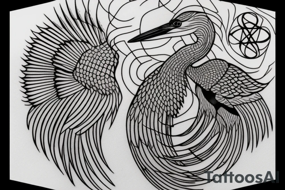 Great Blue Heron outline tattoo idea