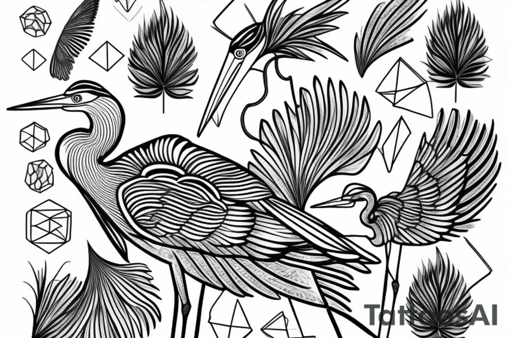Great Blue Heron outline tattoo idea