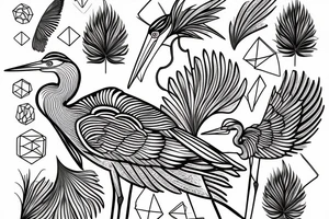 Great Blue Heron outline tattoo idea