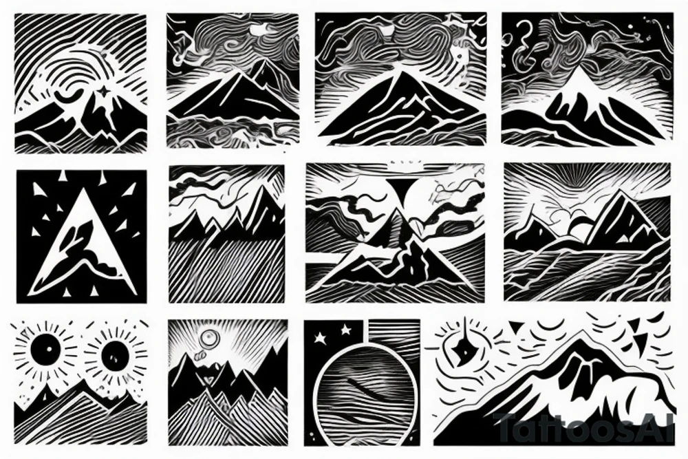 man with lightning in hand on the top of the mountain tattoo idea
