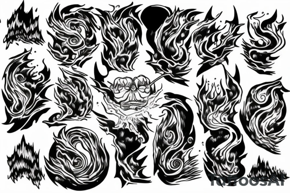 man with lightning in hand on the top of the mountain tattoo idea