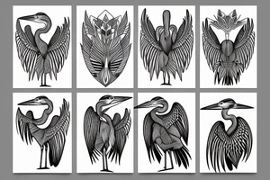 Great Blue Heron geometric outline tattoo idea