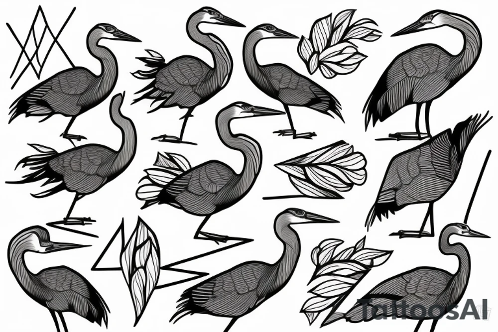 Great Blue Heron geometric outline tattoo idea