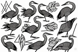 Great Blue Heron geometric outline tattoo idea