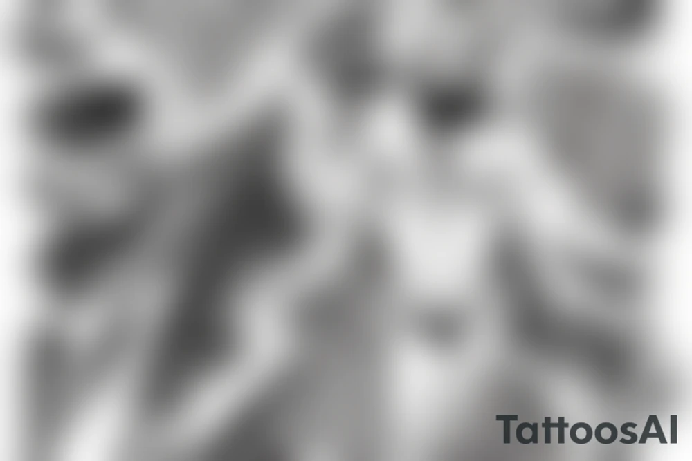 man with lightning in hand on the top of the mountain tattoo idea
