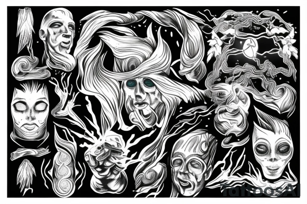 man with lightning in hand on the top of the mountain tattoo idea