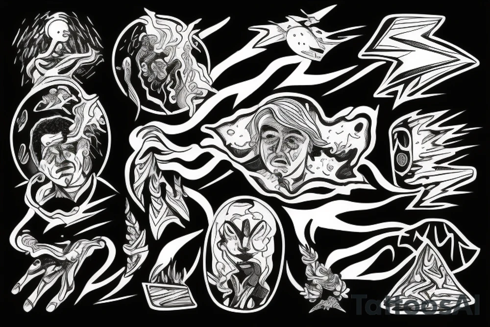 man with lightning in hand on the top of the mountain tattoo idea