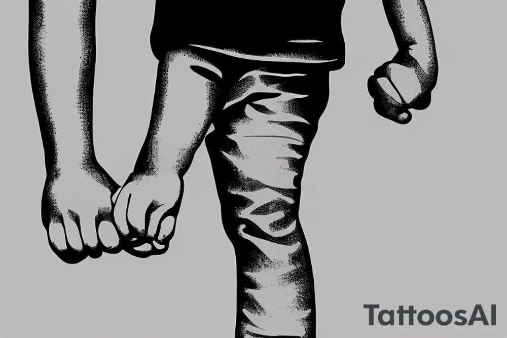 Boy holding fathers hand tattoo idea