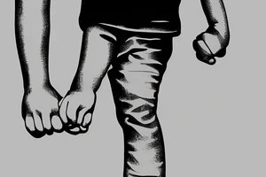 Boy holding fathers hand tattoo idea