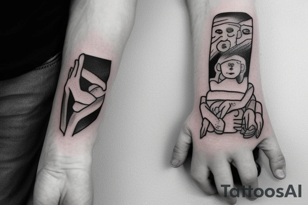 Boy holding fathers hand tattoo idea