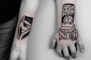 Boy holding fathers hand tattoo idea