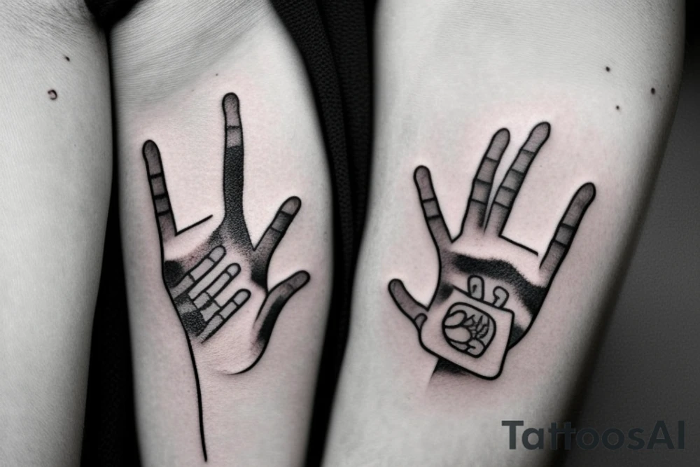 Boy holding fathers hand tattoo idea