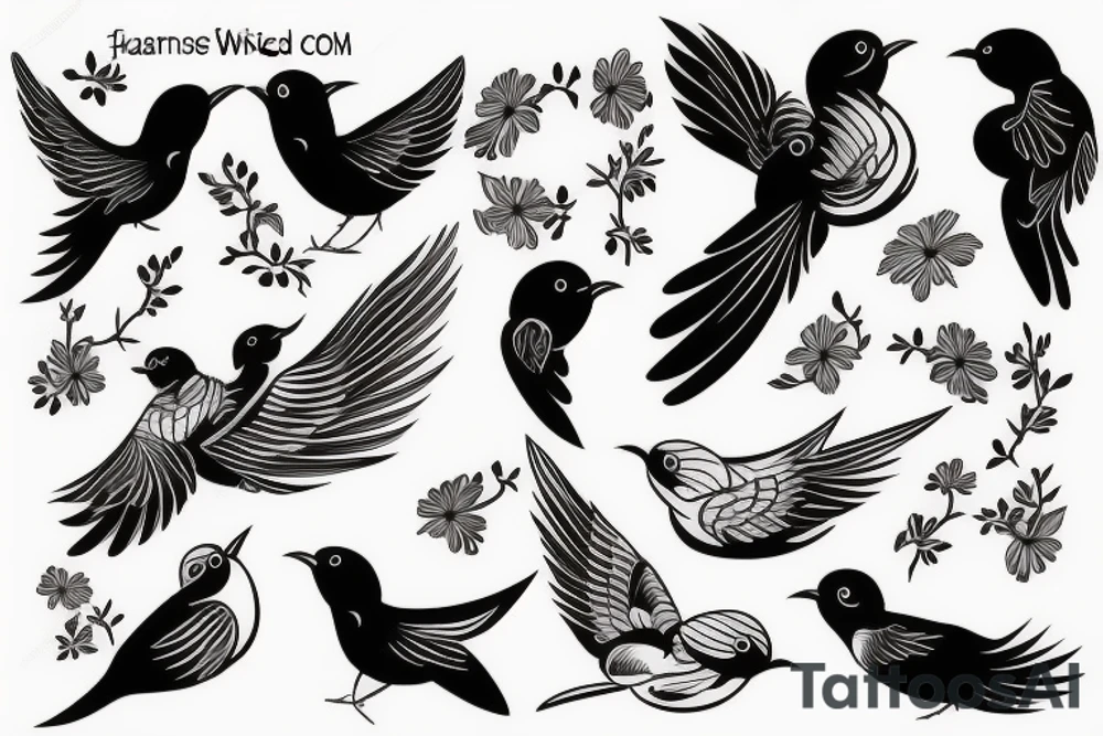 masculine wind up bird tattoo idea
