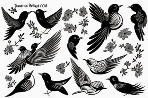 masculine wind up bird tattoo idea