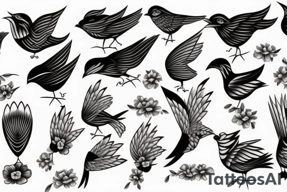 masculine wind up bird tattoo idea