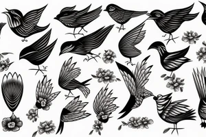 masculine wind up bird tattoo idea