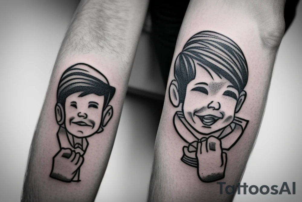 Boy holding fathers hand tattoo idea