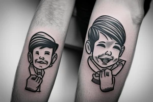 Boy holding fathers hand tattoo idea