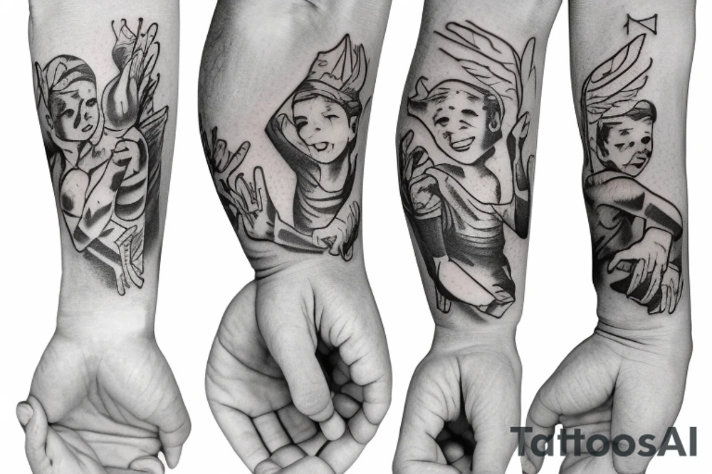 Boy holding fathers hand tattoo idea