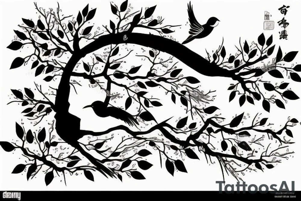bird on tree tattoo idea