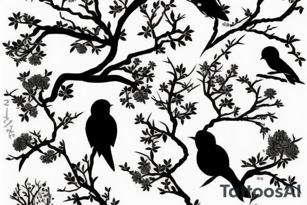 bird on tree tattoo idea