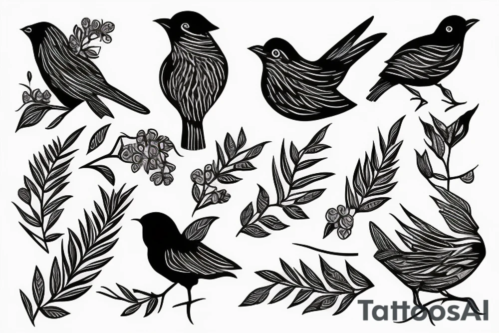 bird on tree tattoo idea