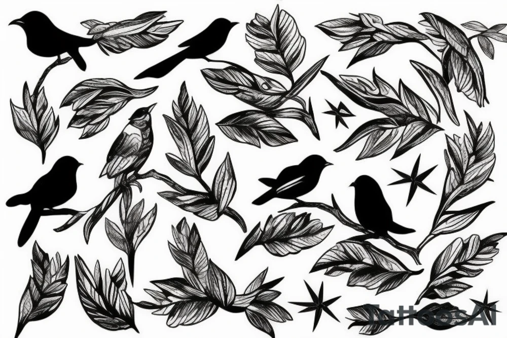bird on tree tattoo idea