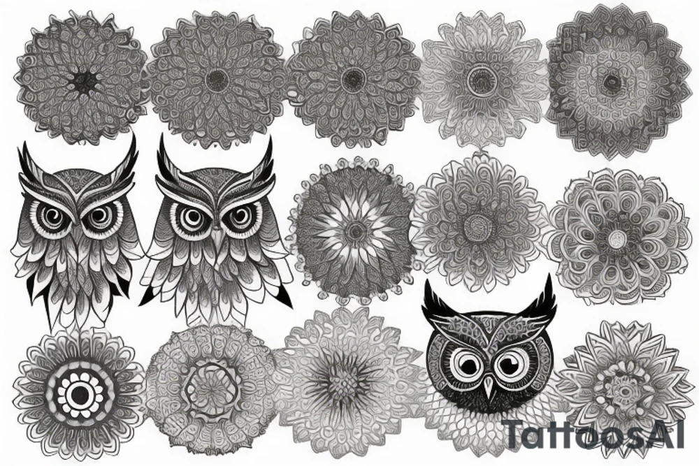 Mandala with owl fractal tattoo idea