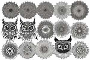 Mandala with owl fractal tattoo idea