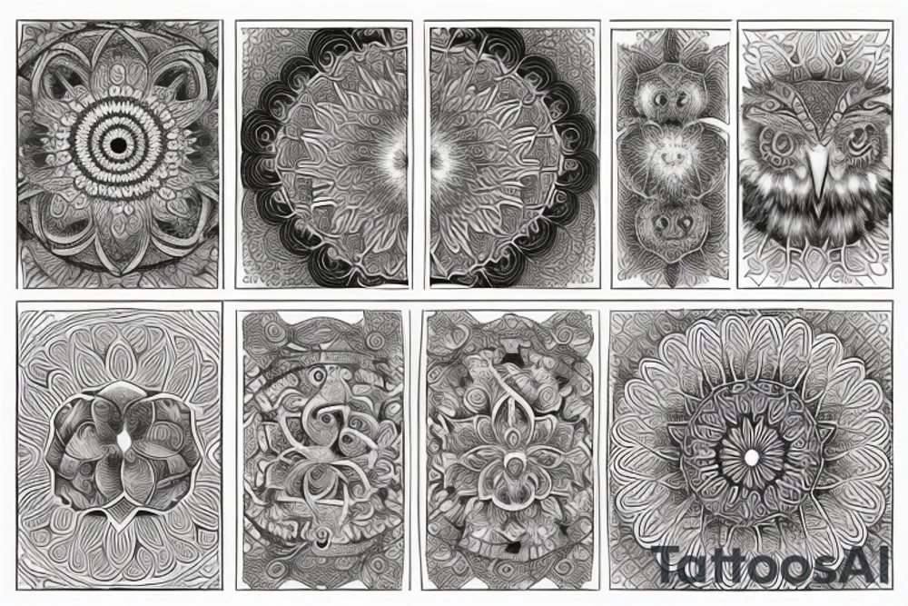 Mandala with owl fractal tattoo idea