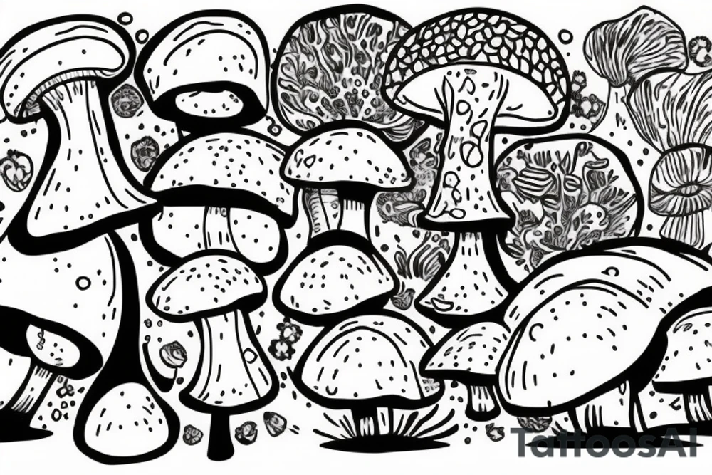 Mushroom with women body tattoo idea