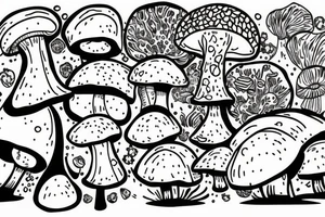 Mushroom with women body tattoo idea