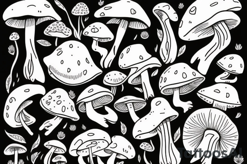 Mushroom with women body tattoo idea
