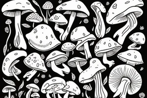 Mushroom with women body tattoo idea
