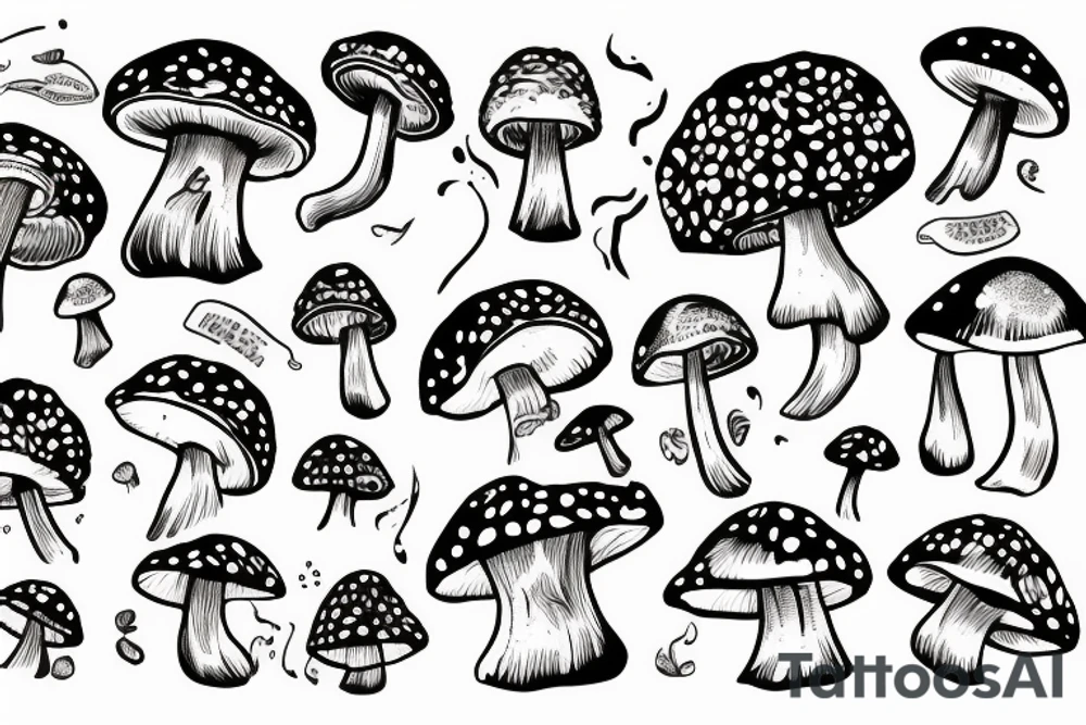 mushroom wearing bikini tattoo idea
