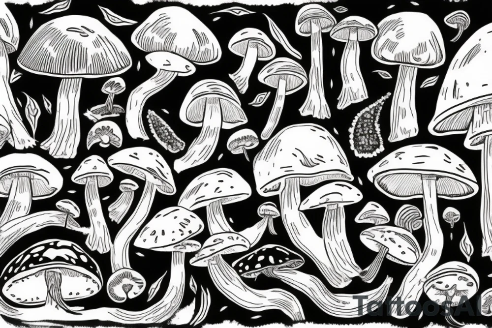 mushroom wearing bikini tattoo idea