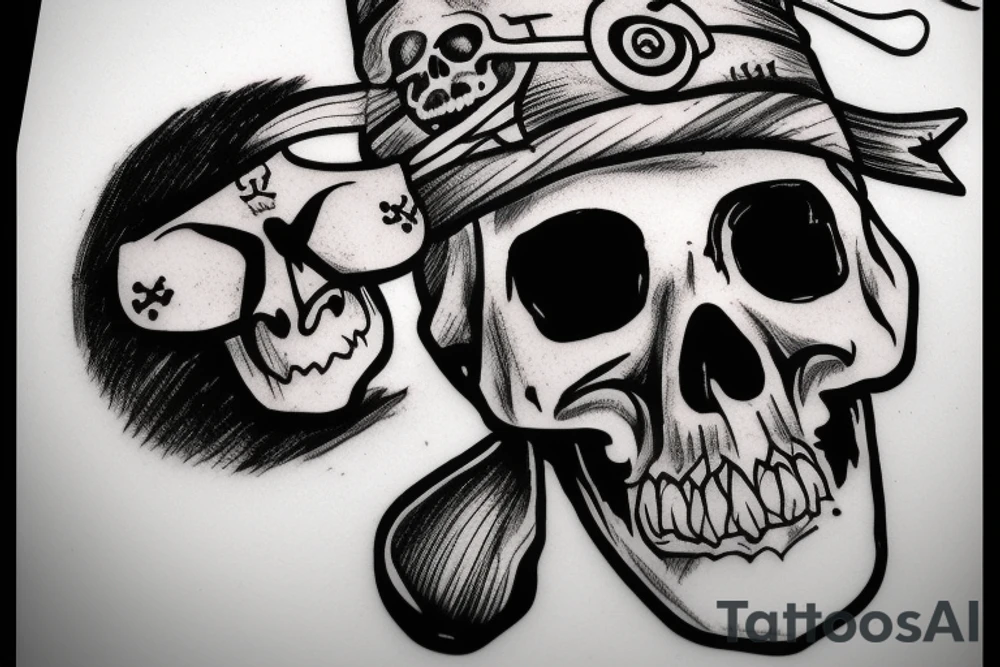 Pirate skull with eye patch tattoo idea
