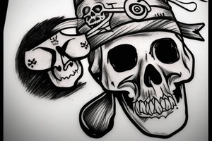 Pirate skull with eye patch tattoo idea
