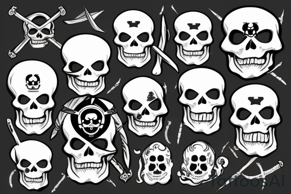 Pirate skull with eye patch tattoo idea