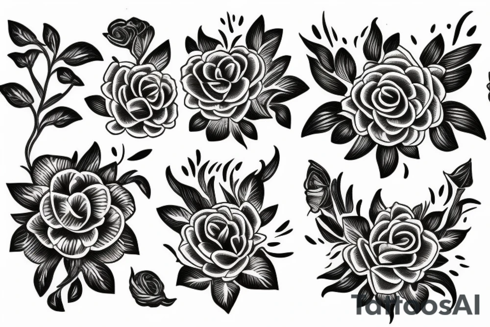 Flowy flowers and black venom tattoo idea