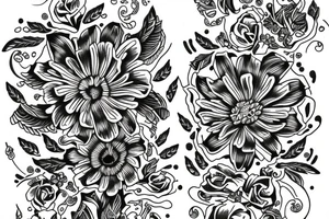 Flowy flowers and black venom tattoo idea