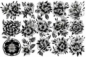 flowers and black venom tattoo idea
