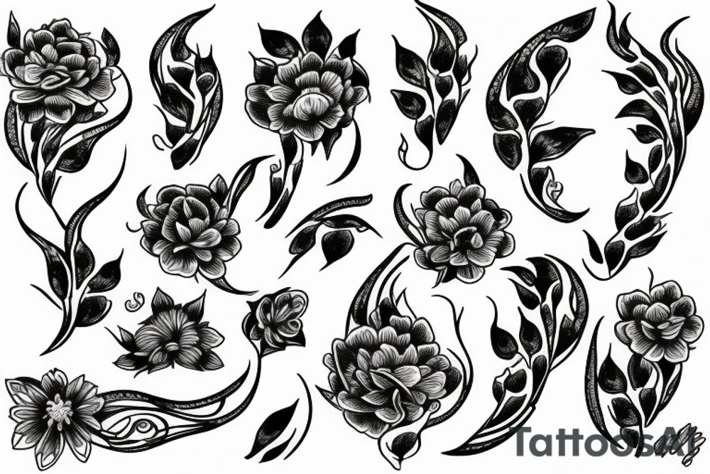 Long flowers and venom tattoo idea