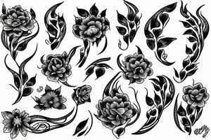 Long flowers and venom tattoo idea