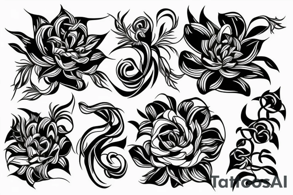 Long flowers and venom tattoo idea